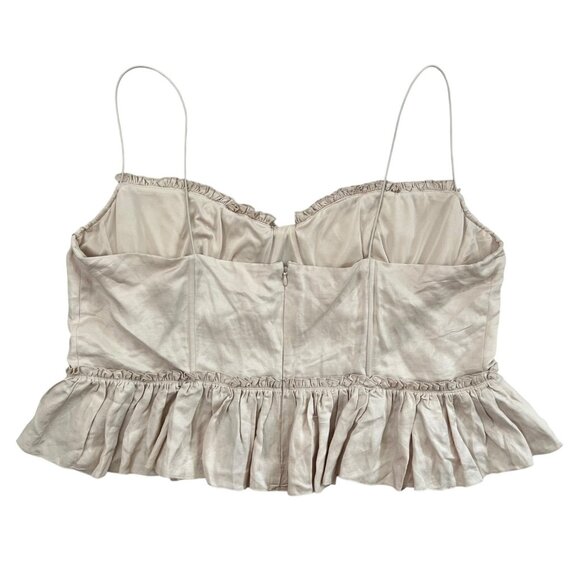 Brock Collection x H&M Organic Linen Pleated Peplum Corset Blouse Cream XXL NWT - Picture 2 of 11